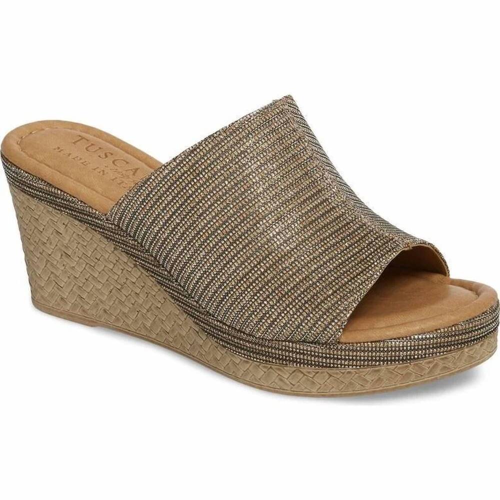 NEW EASY STREET women's tuscany octavia glitter slides in gold